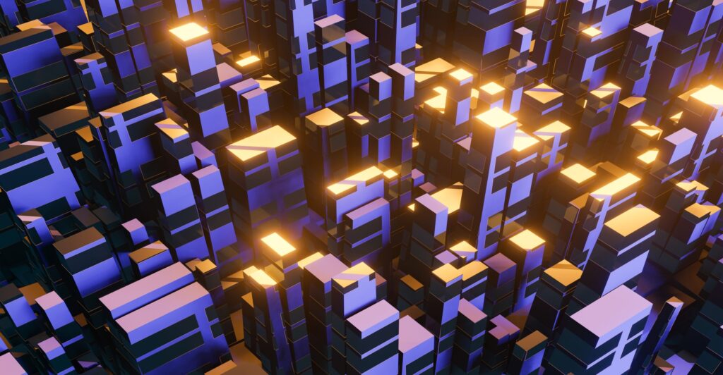 Image of blocks that looks like a cityscape from above